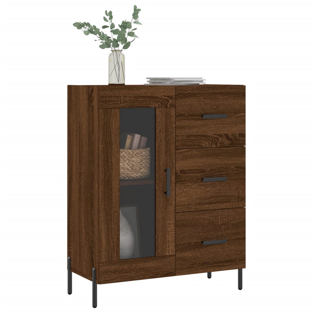 Buffet chêne marron 69,5x34x90 cm bois d'ingénierie Buffets & bahuts vidaXL   