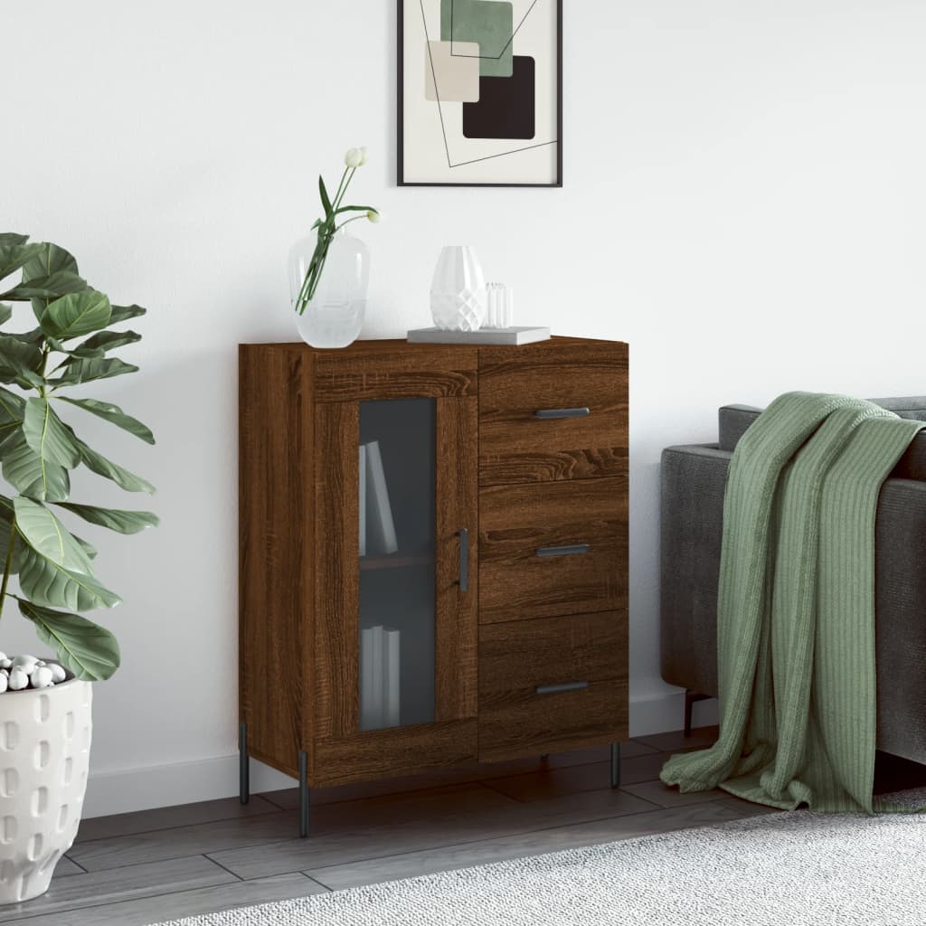 Buffet chêne marron 69,5x34x90 cm bois d'ingénierie Buffets & bahuts vidaXL   