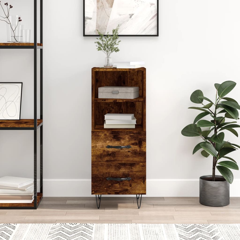 Buffet Chêne fumé 34,5x34x90 cm Bois d'ingénierie Buffets & bahuts vidaXL   