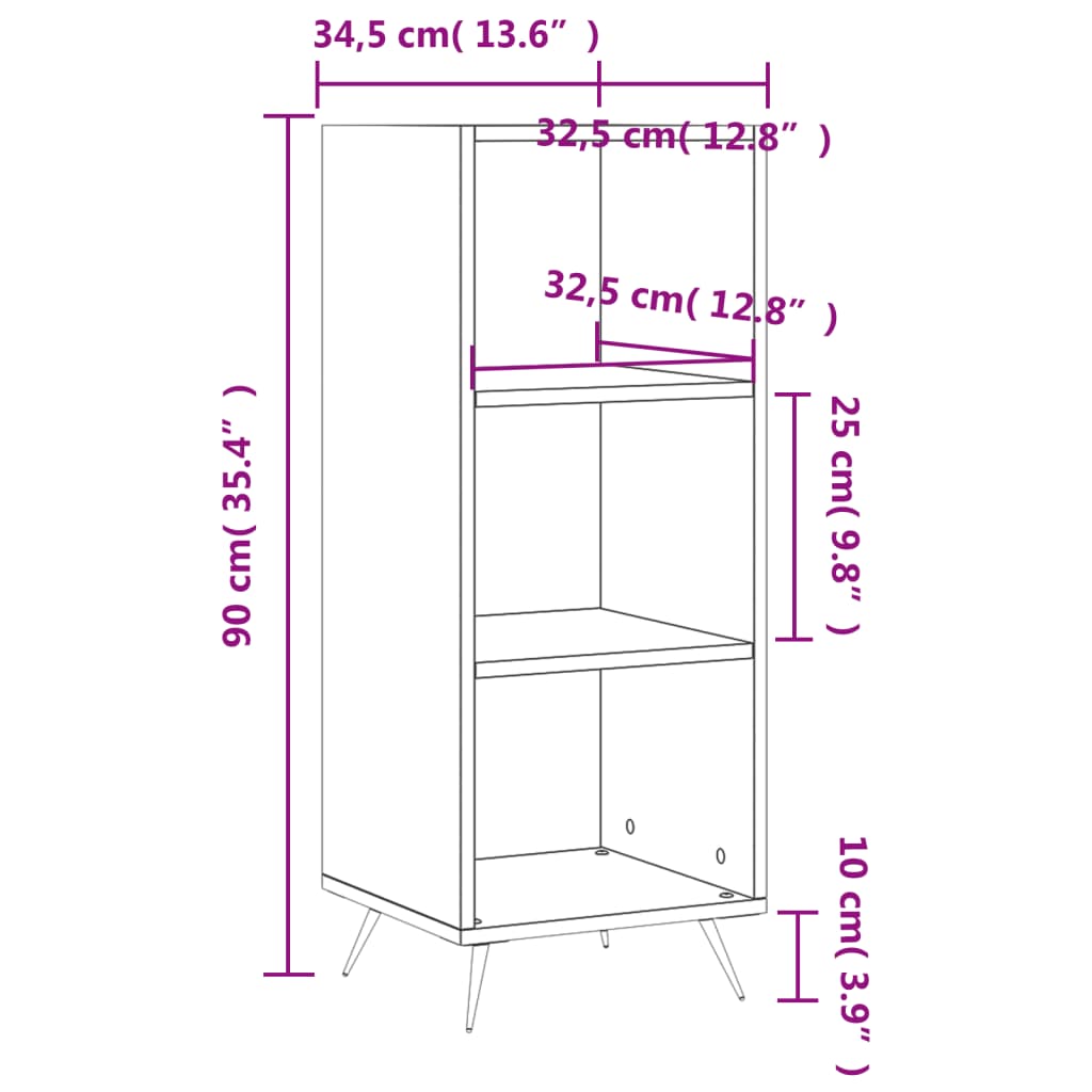 Armoire à étagères blanc brillant 34,5x32,5x90 cm Buffets & bahuts vidaXL   