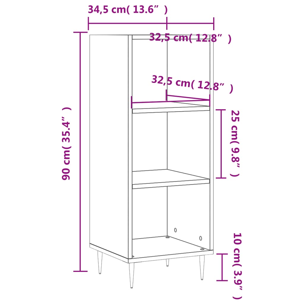 Buffet noir 34,5x32,5x90 cm bois d'ingénierie Buffets & bahuts vidaXL   