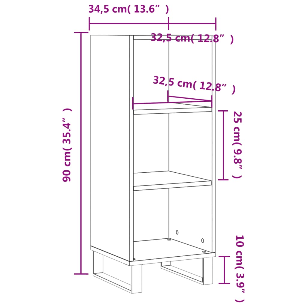 Buffet chêne fumé 34,5x32,5x90 cm bois d'ingénierie Buffets & bahuts vidaXL   