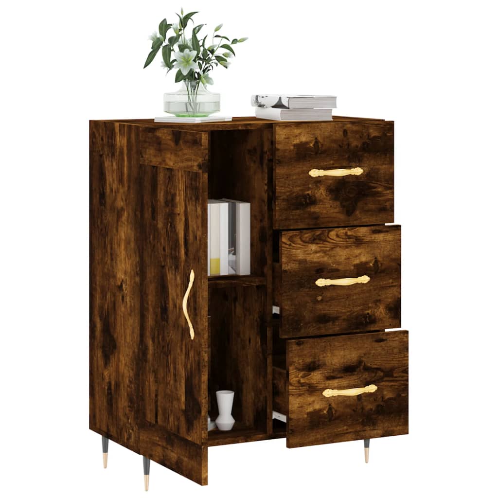 Buffet chêne fumé 69,5x34x90 cm bois d'ingénierie Buffets & bahuts vidaXL   
