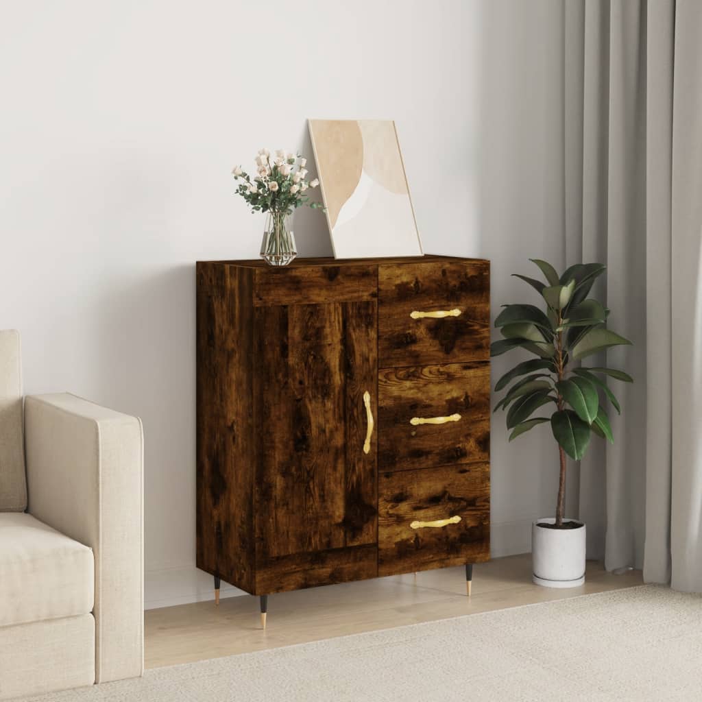 Buffet chêne fumé 69,5x34x90 cm bois d'ingénierie Buffets & bahuts vidaXL   