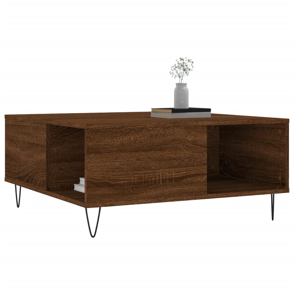 Table basse chêne marron 80x80x36,5 cm bois d'ingénierie Tables basses vidaXL   