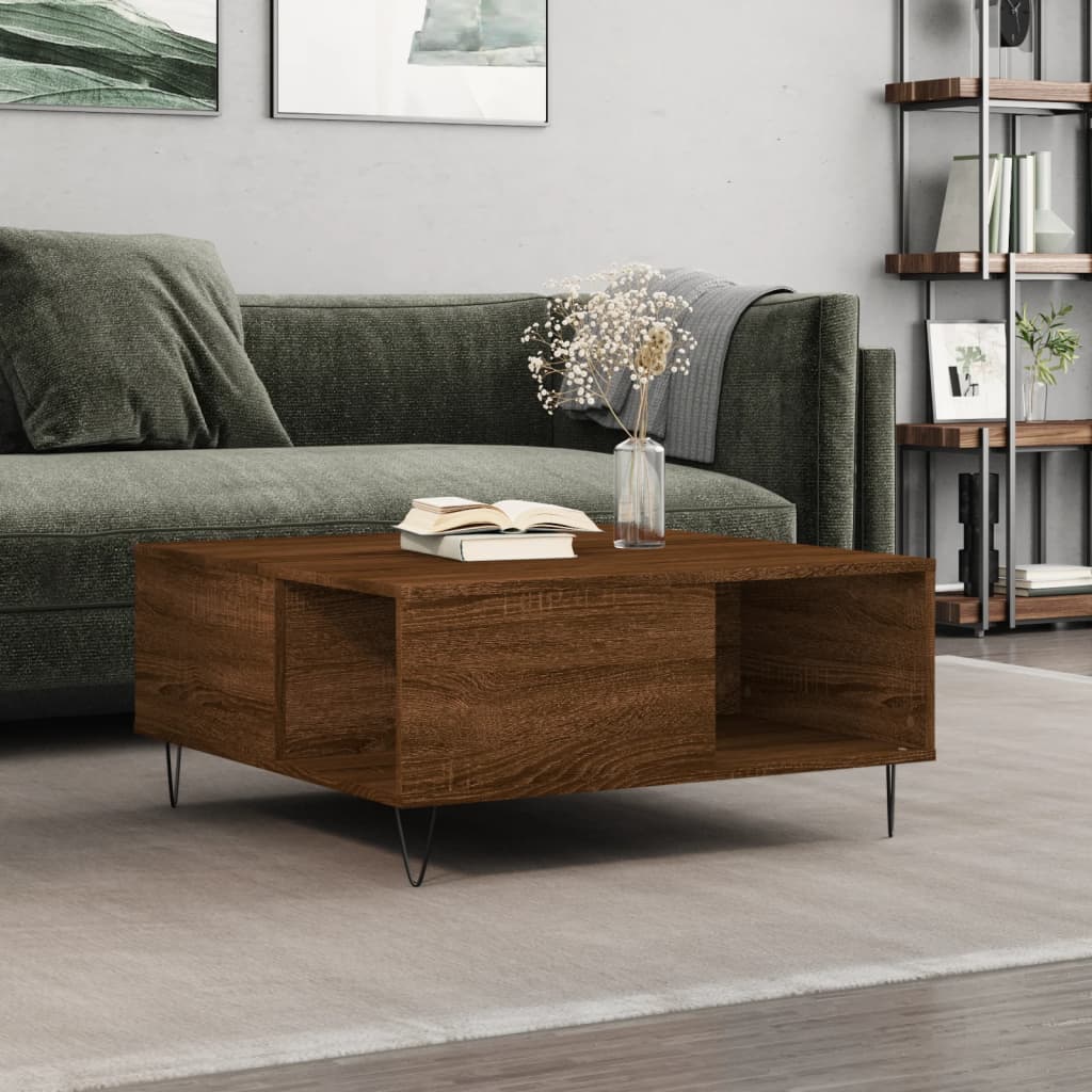 Table basse chêne marron 80x80x36,5 cm bois d'ingénierie Tables basses vidaXL   