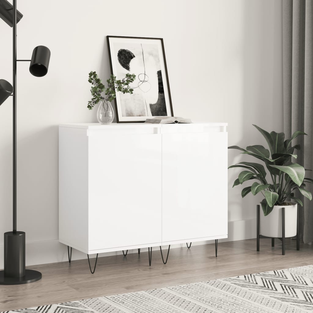 Buffets 2 pcs blanc brillant 40x35x70 cm bois d'ingénierie Buffets & bahuts vidaXL   