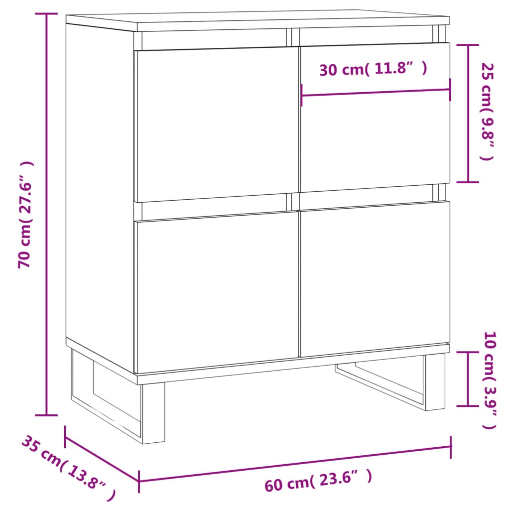 Buffet Sonoma gris 60x35x70 cm Bois d'ingénierie Buffets & bahuts vidaXL   