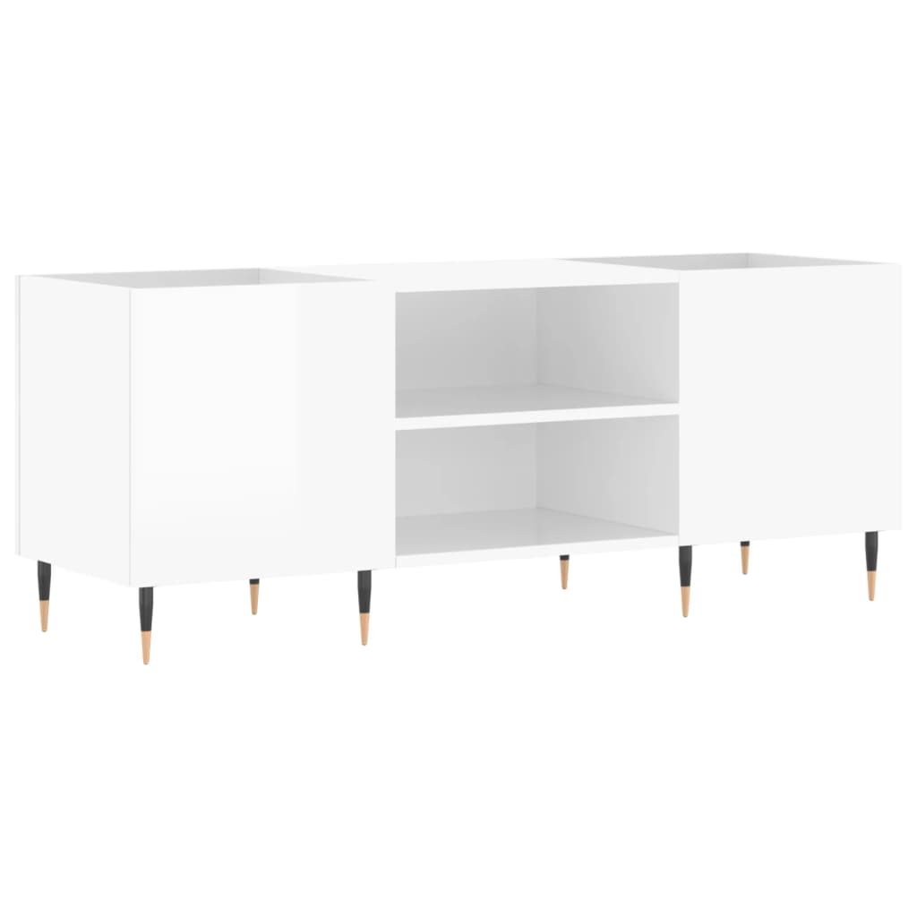 Armoire à disques blanc brillant 121x38x48 cm bois d'ingénierie Fixations & meubles de rangement multimédia vidaXL   