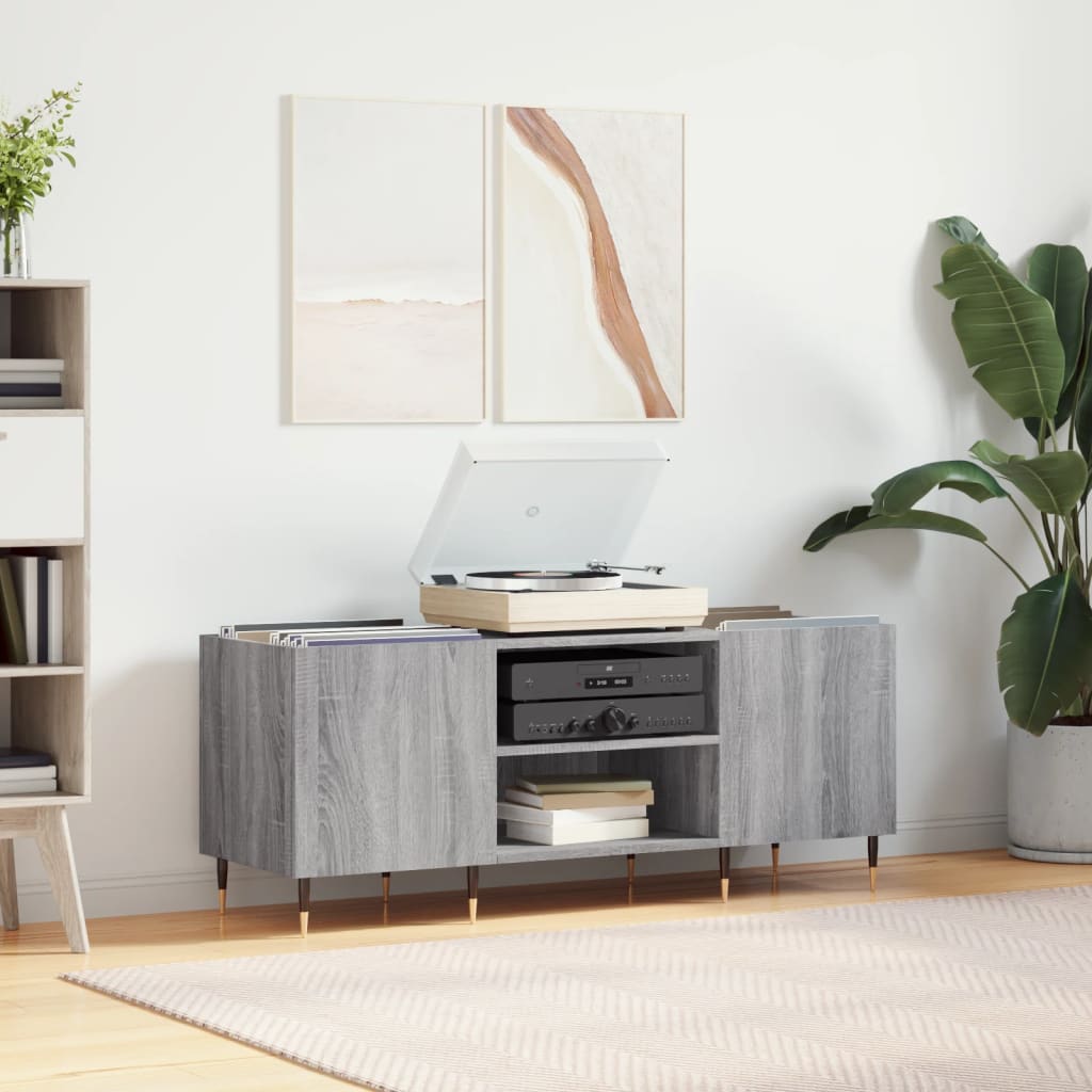Armoire à disques sonoma gris 121x38x48 cm bois d'ingénierie Fixations & meubles de rangement multimédia vidaXL   