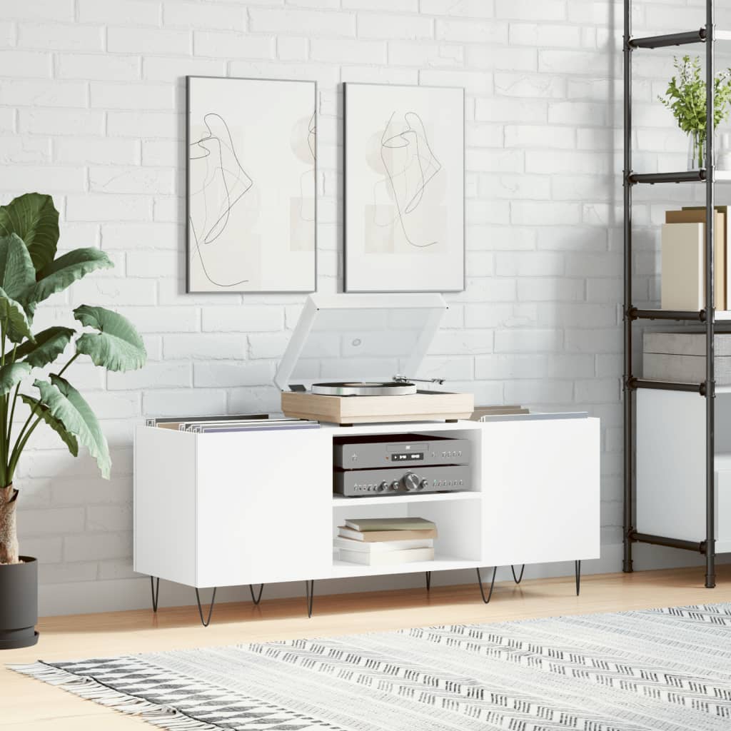 Armoire à disques blanc 121x38x48 cm bois d'ingénierie Fixations & meubles de rangement multimédia vidaXL   