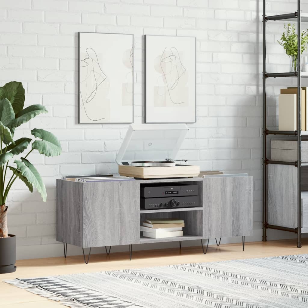 Armoire à disques sonoma gris 121x38x48 cm bois d'ingénierie Fixations & meubles de rangement multimédia vidaXL   