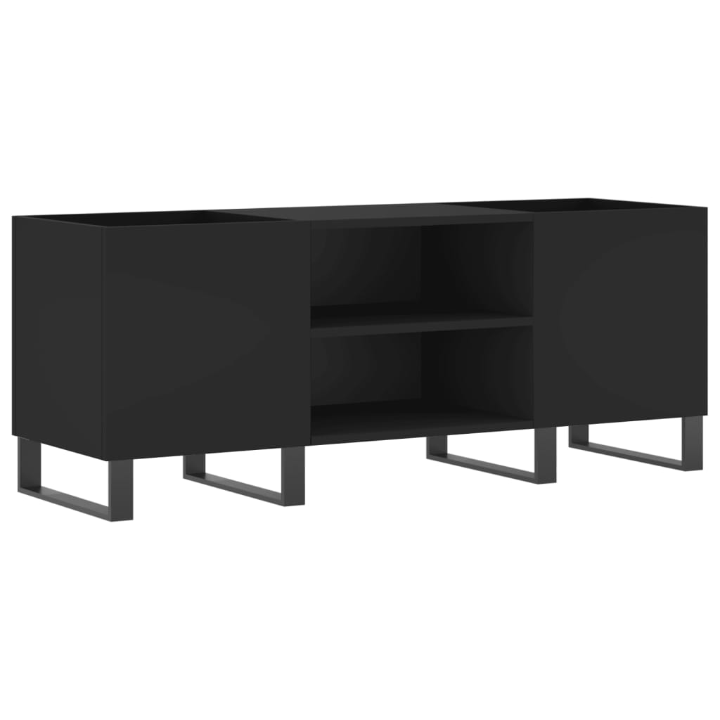 Armoire à disques noir 121x38x48 cm bois d'ingénierie Fixations & meubles de rangement multimédia vidaXL   