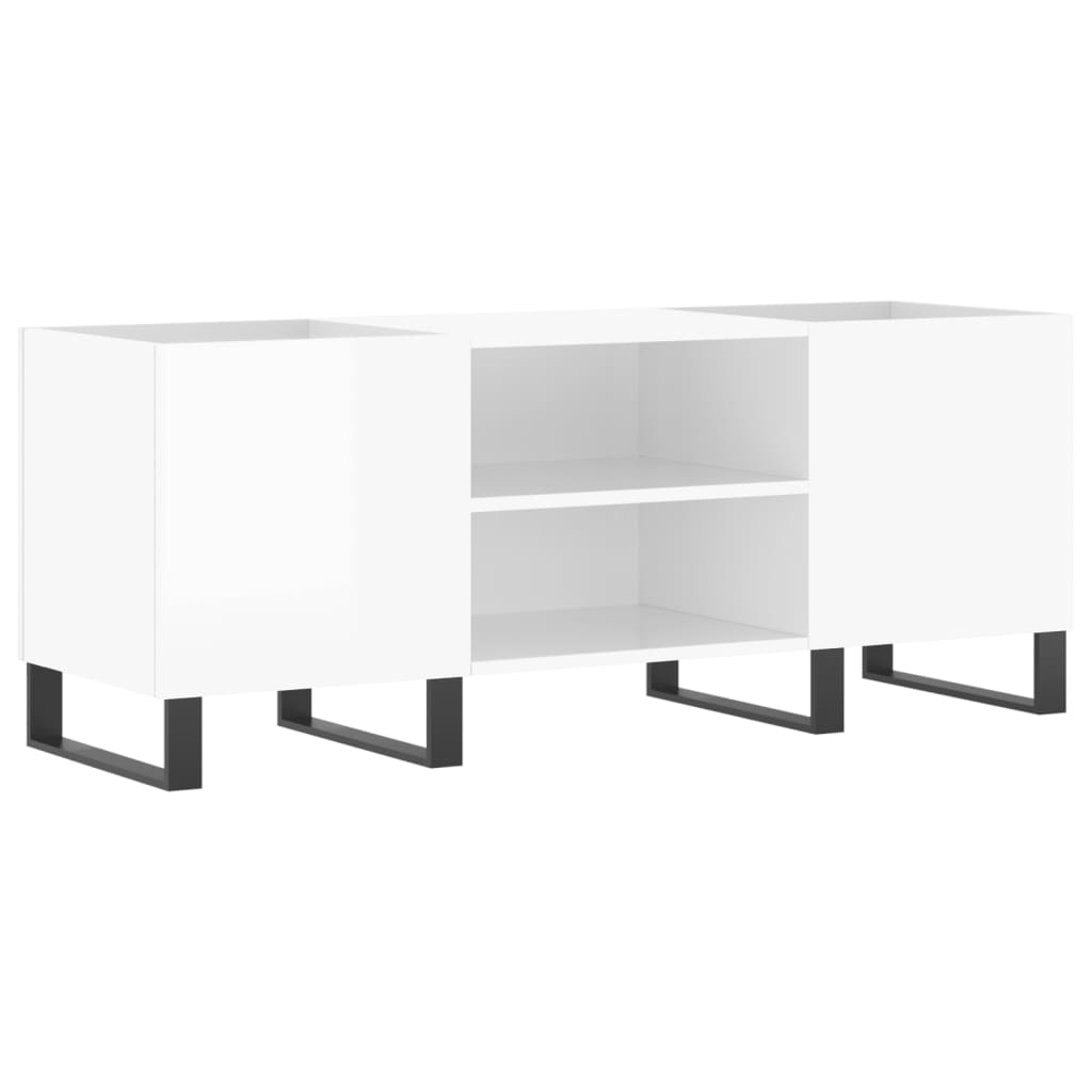 Armoire à disques blanc brillant 121x38x48 cm bois d'ingénierie Fixations & meubles de rangement multimédia vidaXL   