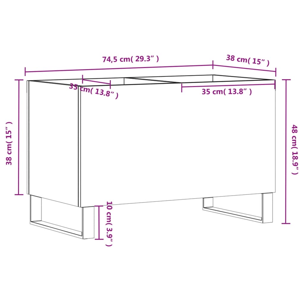 Armoire à disques blanc 74,5x38x48 cm bois d'ingénierie Fixations & meubles de rangement multimédia vidaXL   