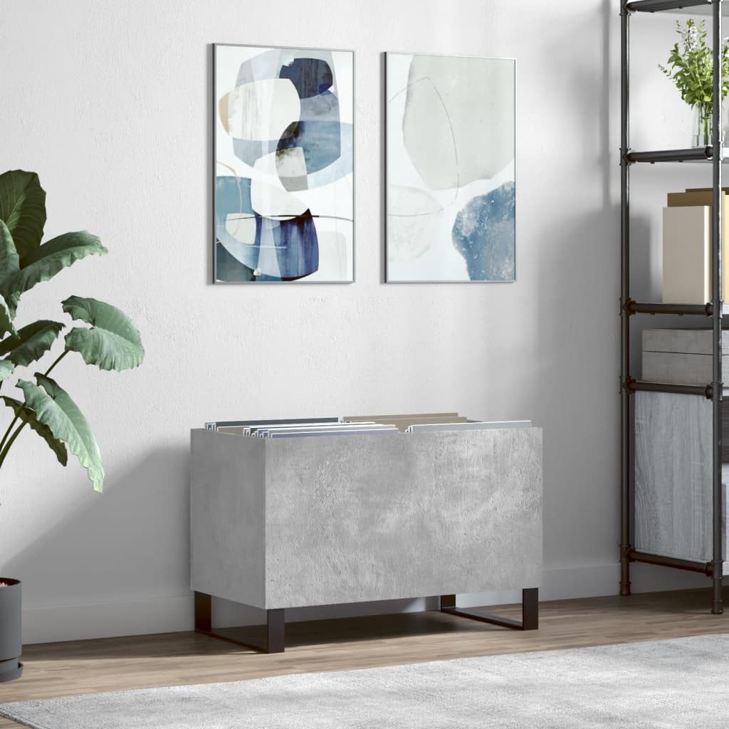 Armoire à disques gris béton 74,5x38x48 cm bois d'ingénierie Fixations & meubles de rangement multimédia vidaXL   