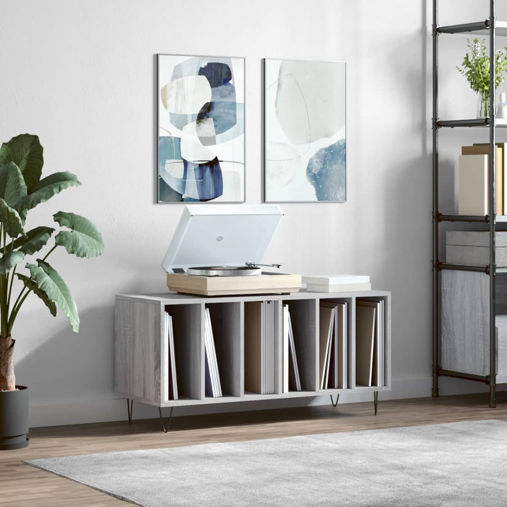 Armoire à disques sonoma gris 100x38x48 cm bois d'ingénierie Fixations & meubles de rangement multimédia vidaXL   
