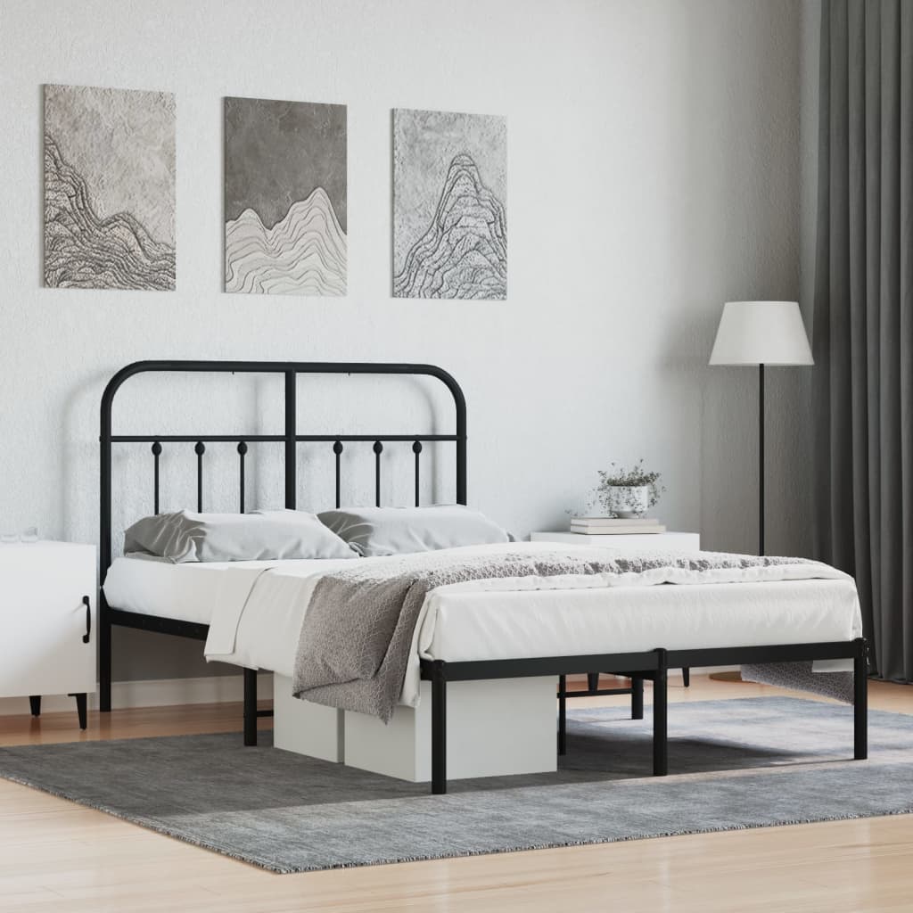 Cadre de lit métal avec tête de lit noir 120x190 cm Lits & cadres de lit vidaXL   