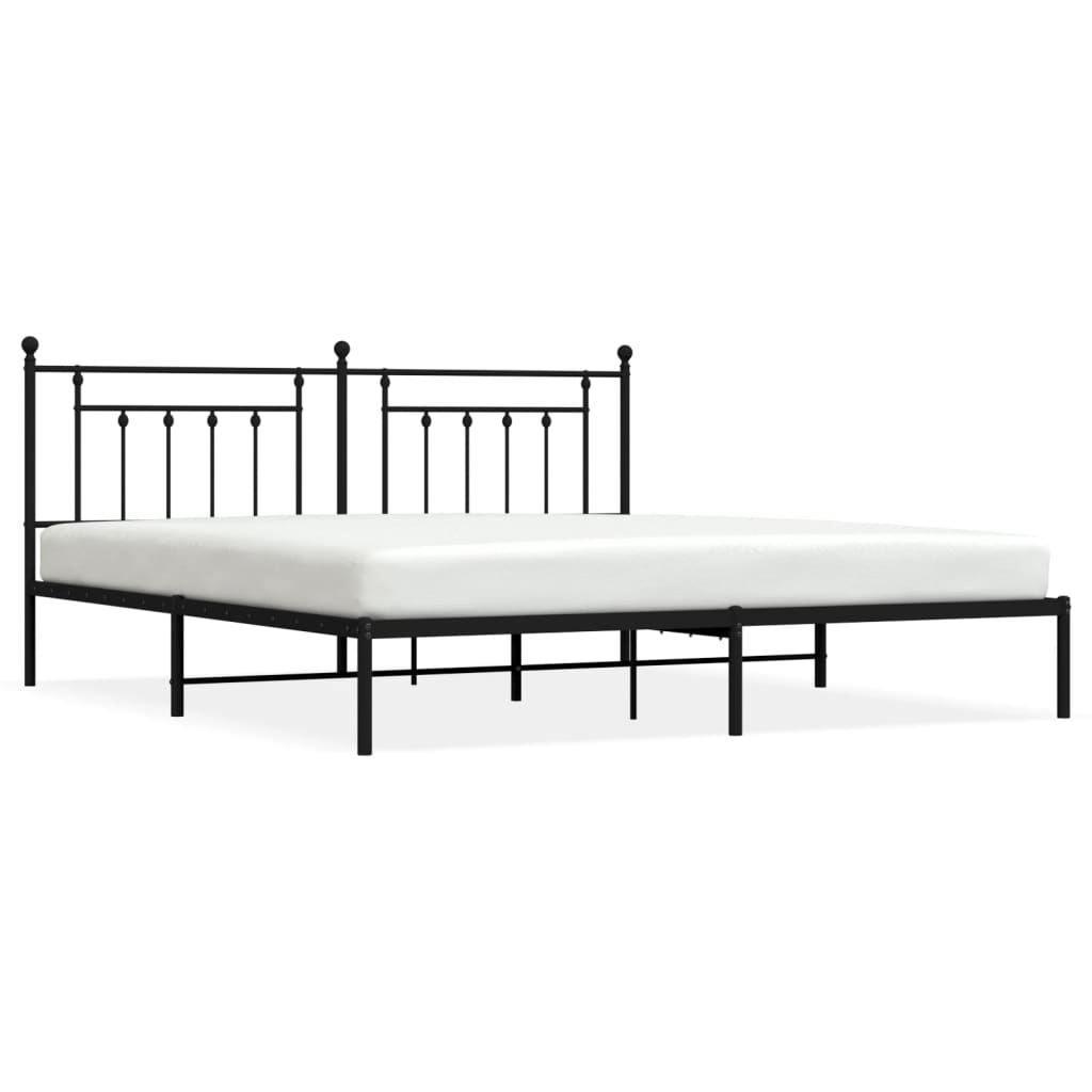 Cadre de lit métal avec tête de lit noir 193x203 cm Lits & cadres de lit vidaXL   