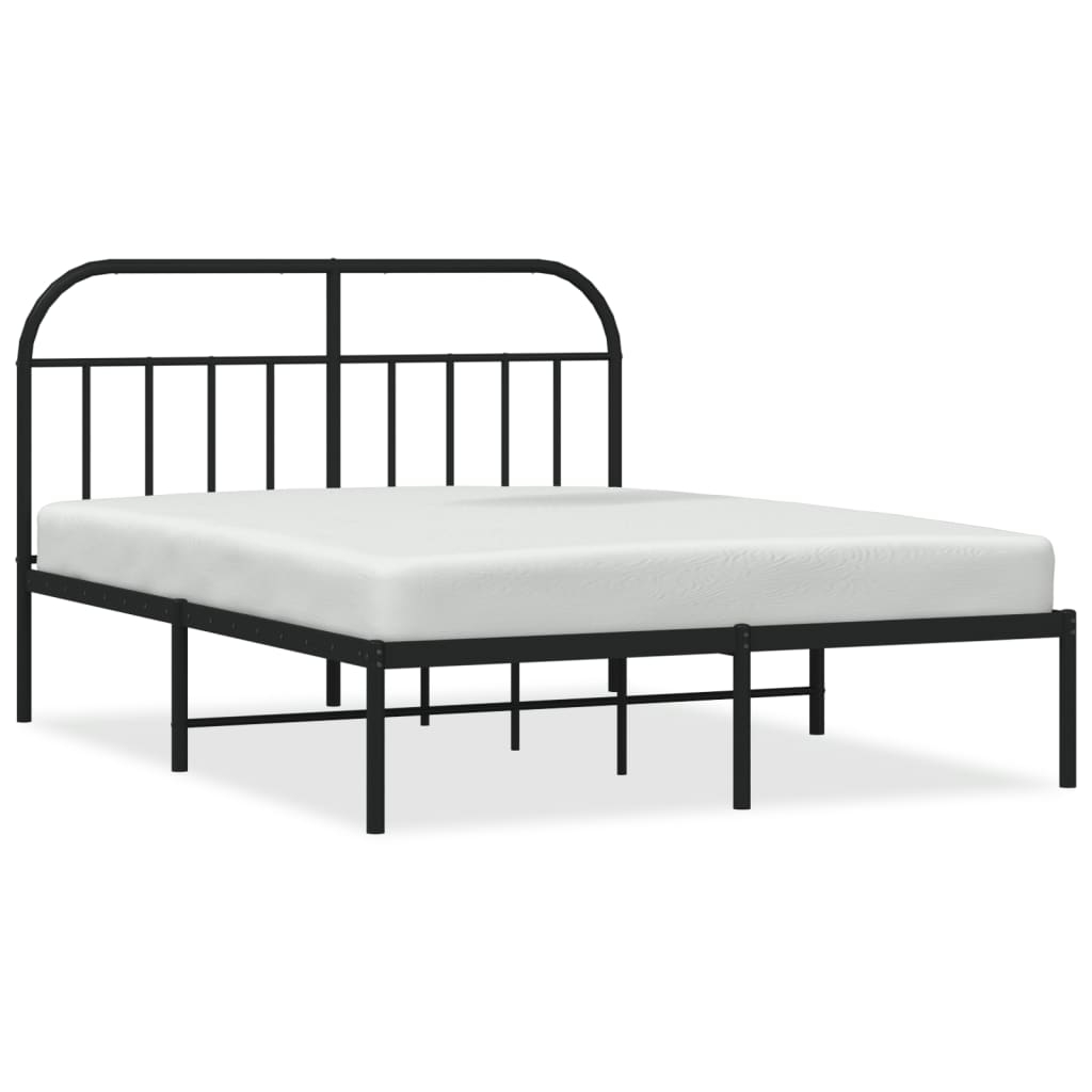 Cadre de lit métal avec tête de lit noir 140x190 cm Lits & cadres de lit vidaXL   