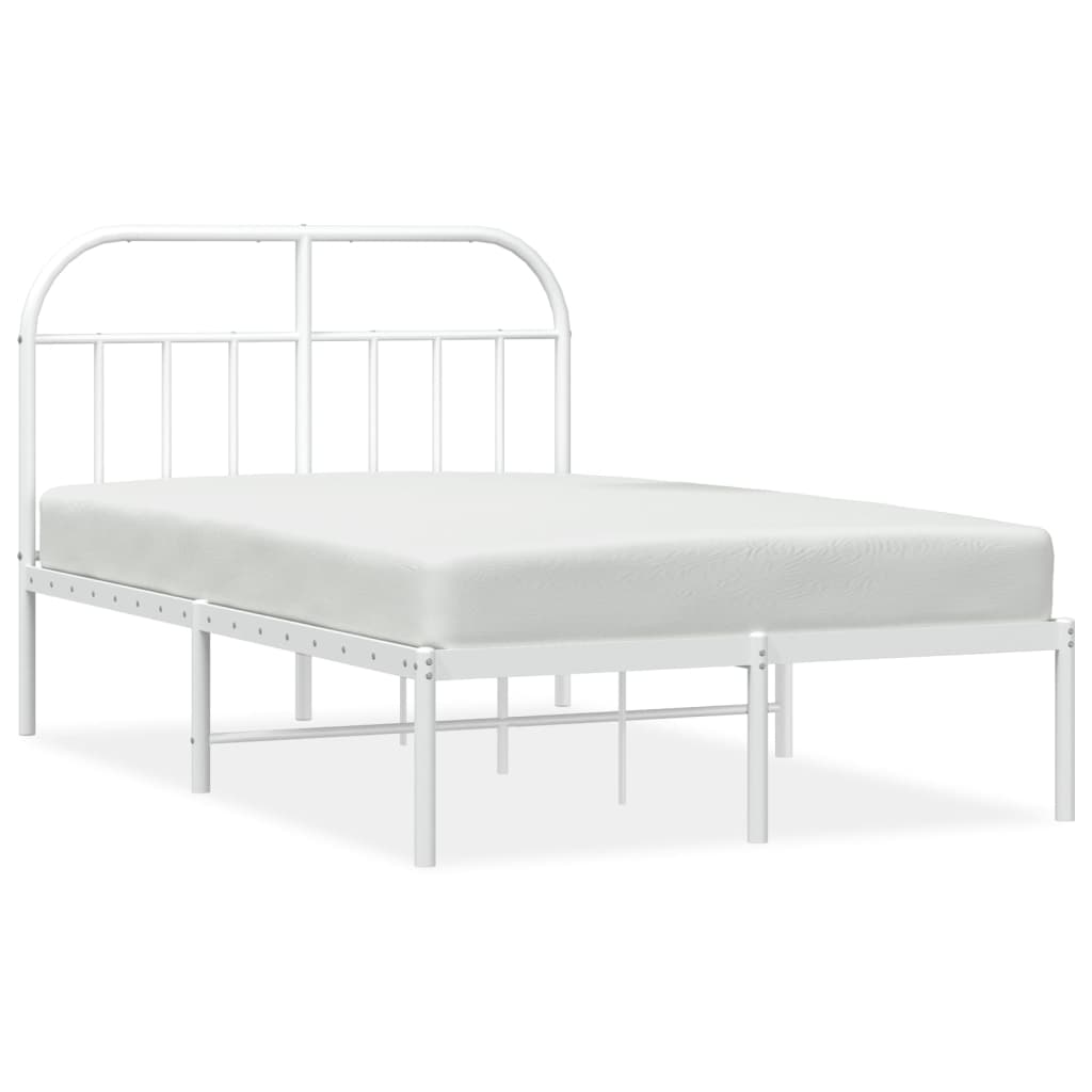 Cadre de lit métal avec tête de lit blanc 135x190 cm Lits & cadres de lit vidaXL   