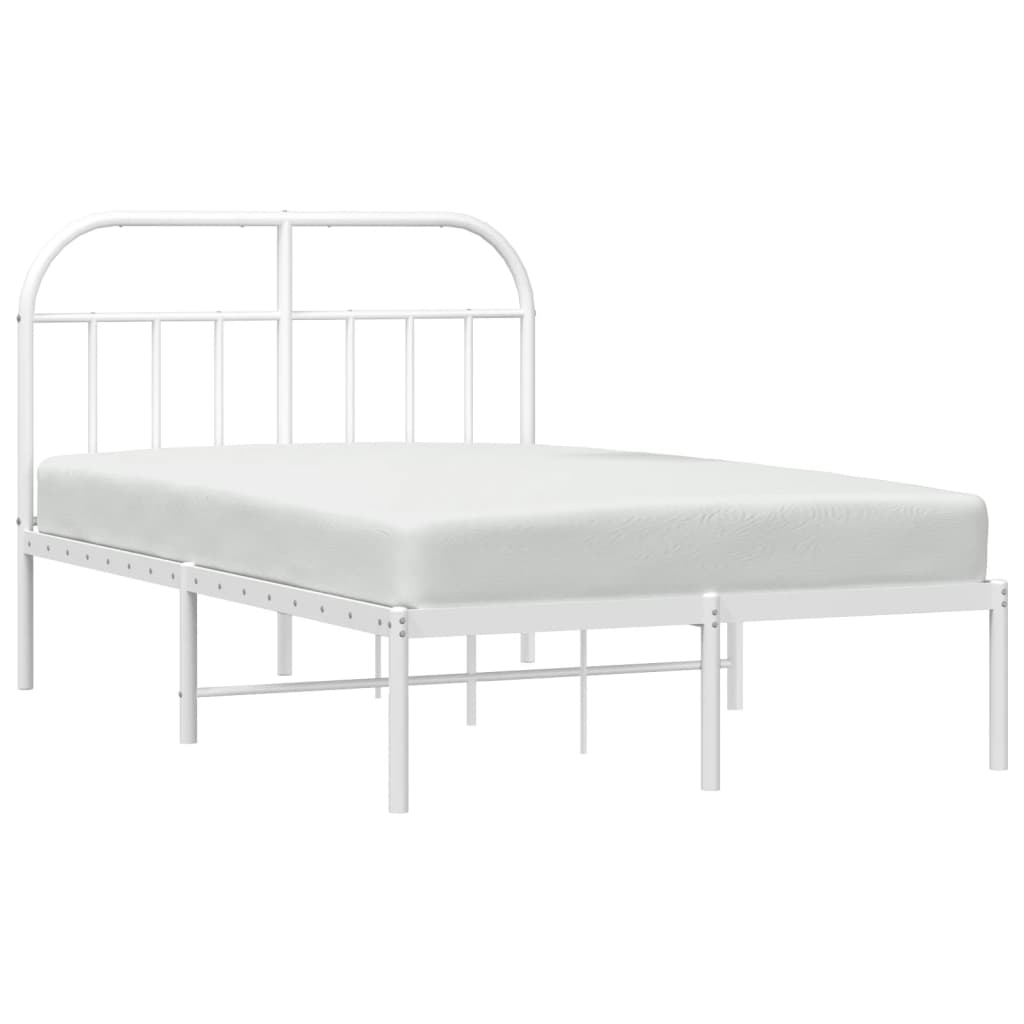 Cadre de lit métal avec tête de lit blanc 135x190 cm Lits & cadres de lit vidaXL   
