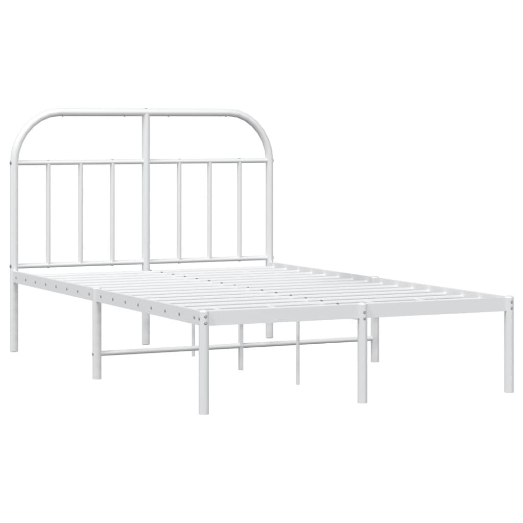 Cadre de lit métal avec tête de lit blanc 135x190 cm Lits & cadres de lit vidaXL   