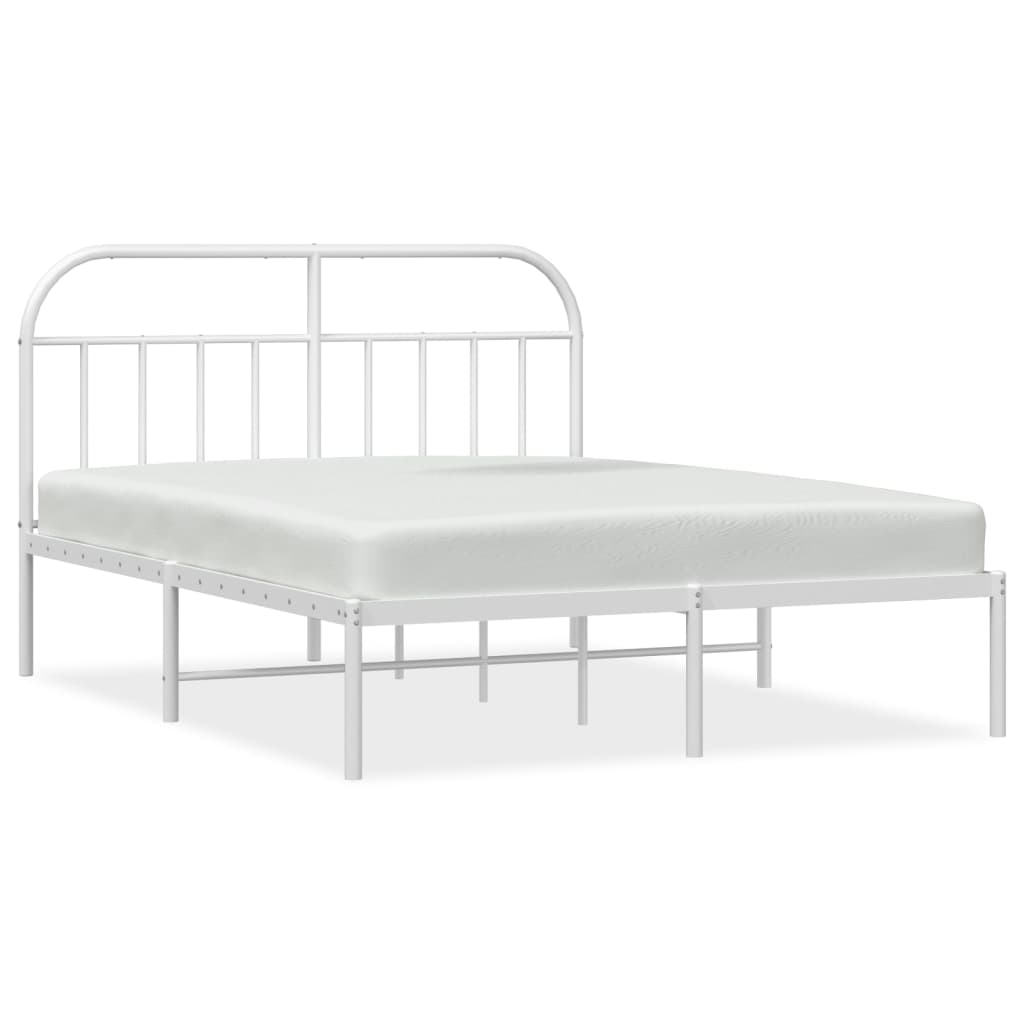 Cadre de lit métal avec tête de lit blanc 140x190 cm Lits & cadres de lit vidaXL   