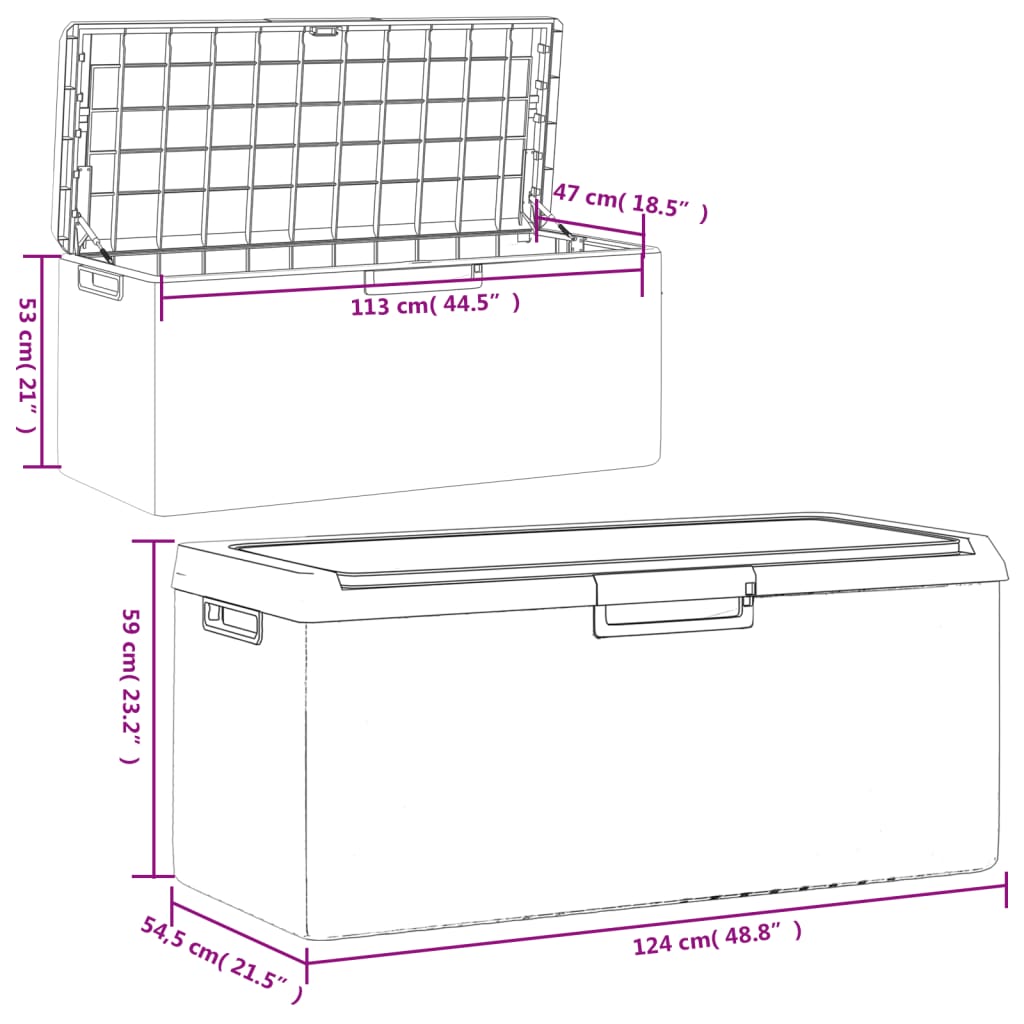 Boîte de rangement jardin coussin de siège anthracite 350 L PP Coffres de jardin vidaXL   