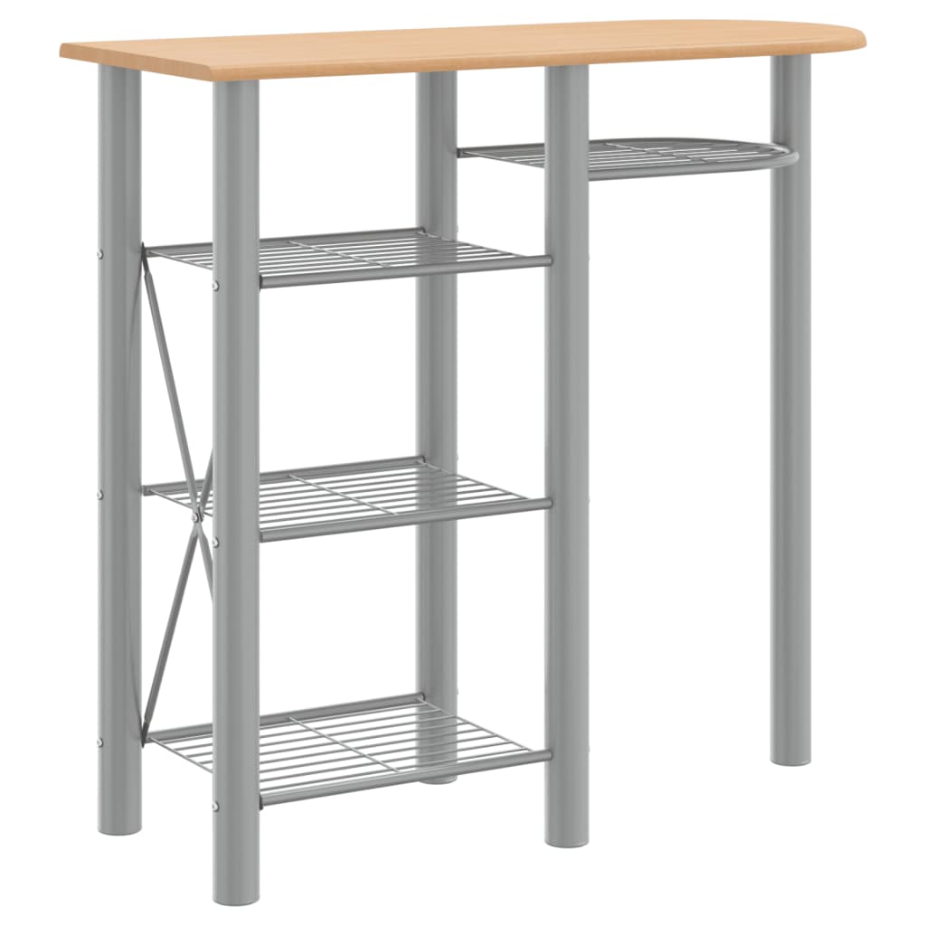 Ensemble de bar 3 pcs gris et marron bois d'ingénierie et fer Meubles de salle à manger vidaXL   