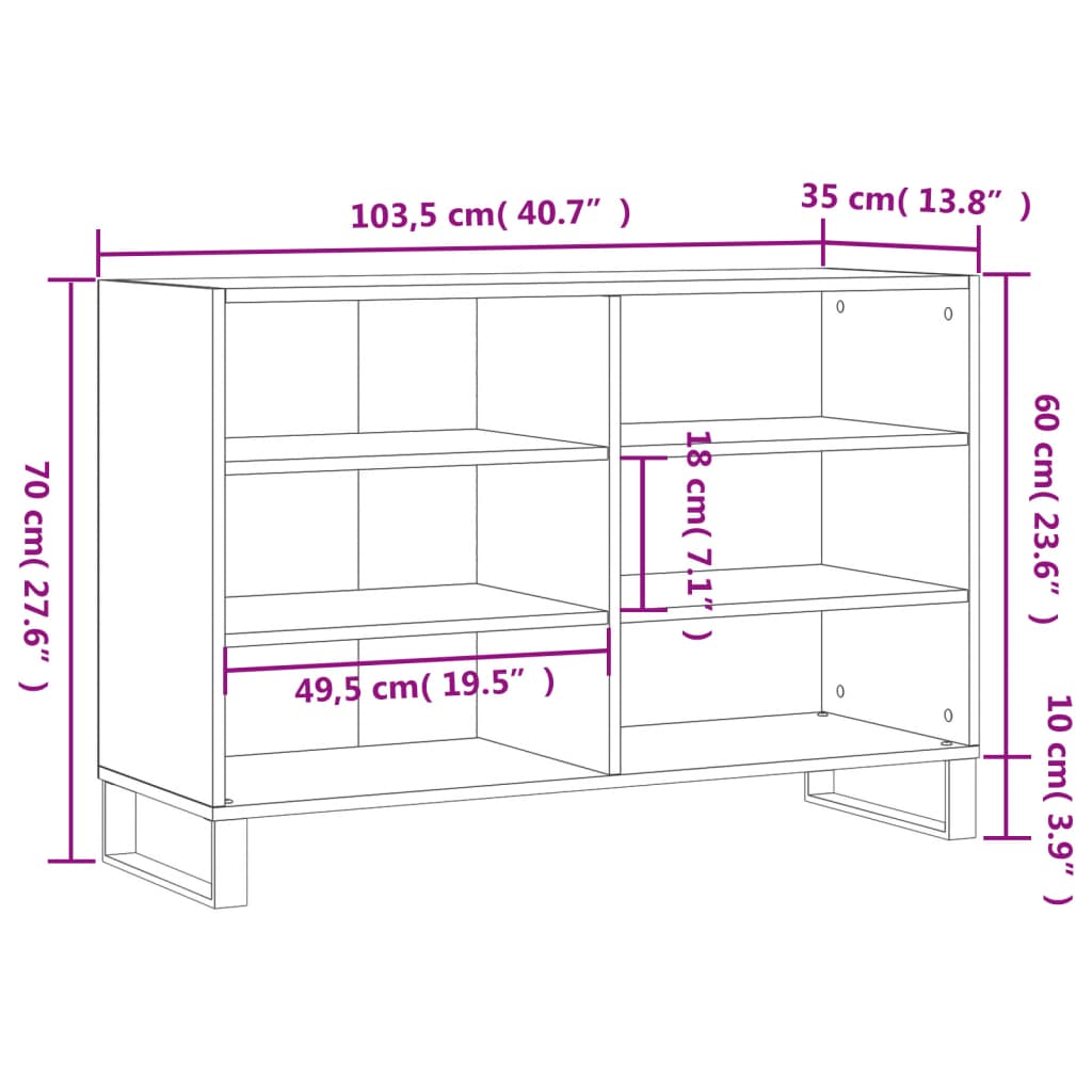 Buffet blanc 103,5x35x70 cm bois d'ingénierie Buffets & bahuts vidaXL   