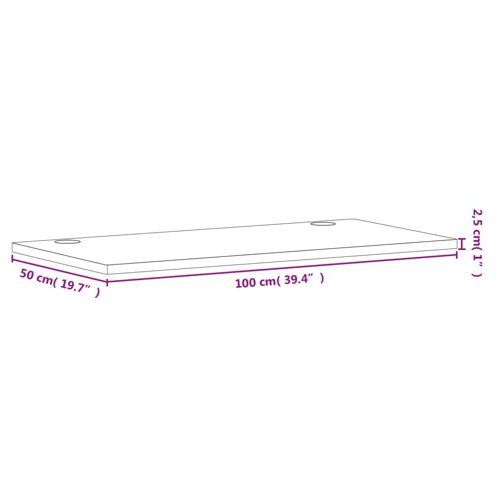 Dessus de bureau 100x50x2,5 cm bois massif de hêtre Pièces et accessoires pour bureaux vidaXL   