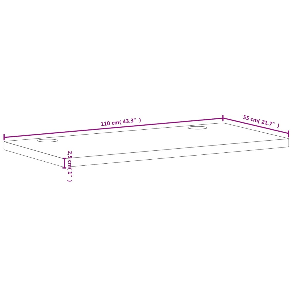 Dessus de bureau 110x55x2,5 cm bois massif de hêtre Pièces et accessoires pour bureaux vidaXL   