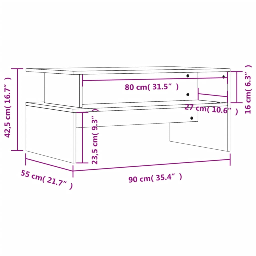 Table basse chêne sonoma 90x55x42,5 cm bois d'ingénierie Tables basses vidaXL   