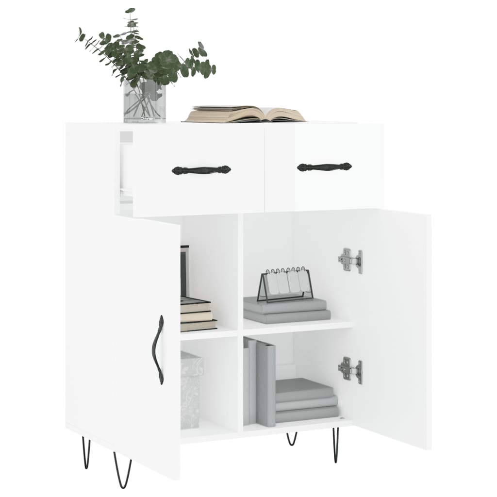 Buffet Blanc brillant 69,5x34x90 cm Bois d'ingénierie Buffets & bahuts vidaXL   