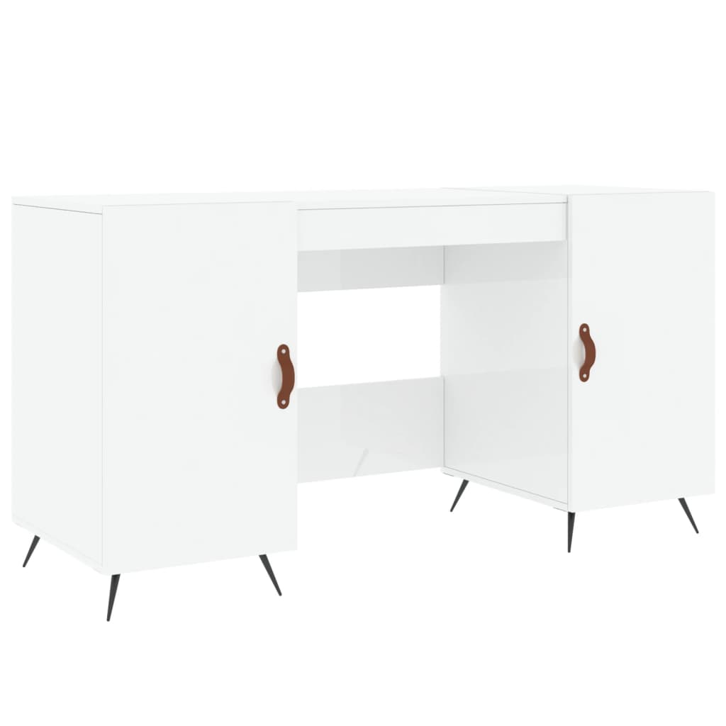 Bureau Blanc brillant 140x50x75 cm Bois d'ingénierie Bureaux vidaXL   