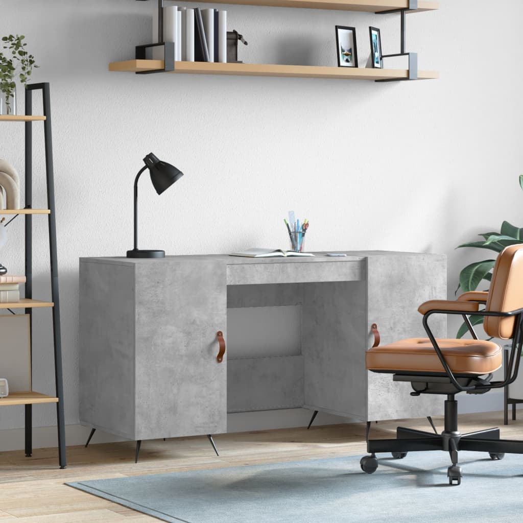 Bureau gris béton 140x50x75 cm bois d'ingénierie Bureaux vidaXL   
