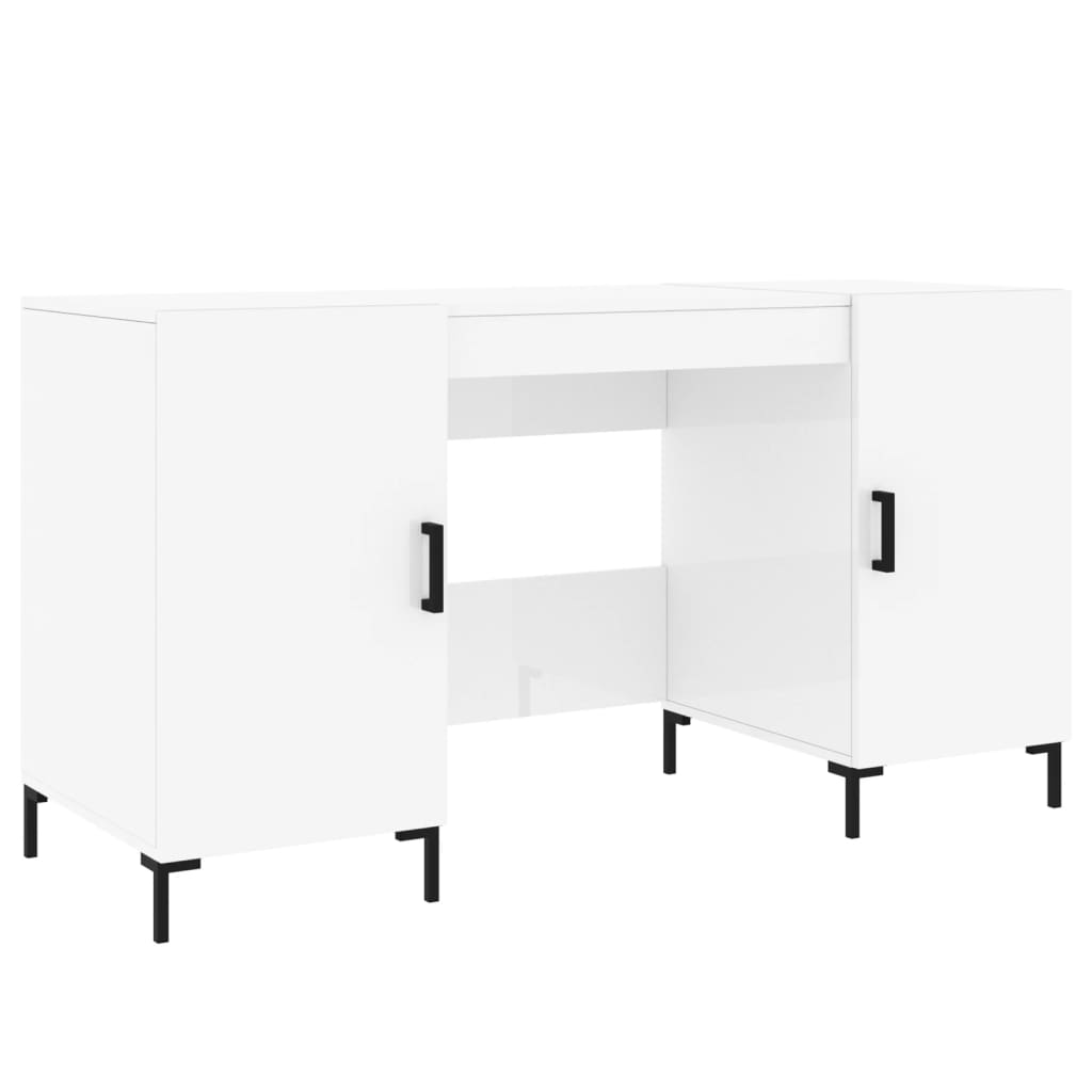 Bureau Blanc brillant 140x50x75 cm Bois d'ingénierie Bureaux vidaXL   