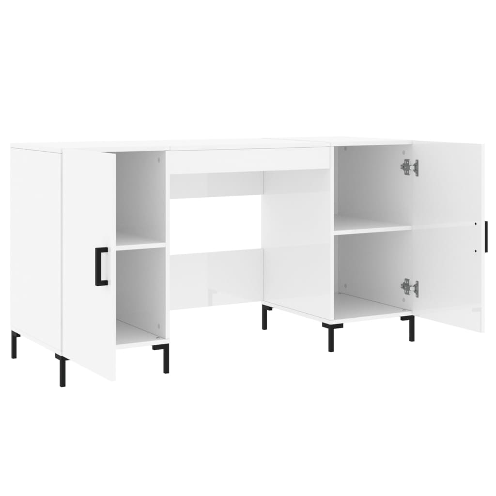 Bureau Blanc brillant 140x50x75 cm Bois d'ingénierie Bureaux vidaXL   