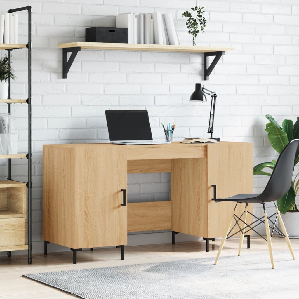 Bureau chêne sonoma 140x50x75 cm bois d'ingénierie Bureaux vidaXL   