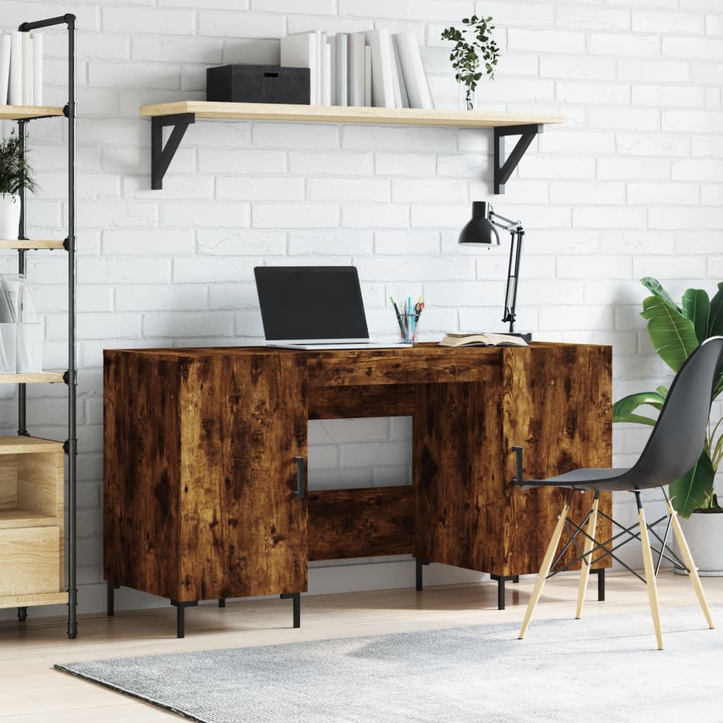 Bureau chêne fumé 140x50x75 cm bois d'ingénierie Bureaux vidaXL   