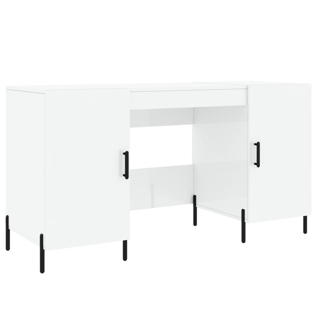 Bureau Blanc brillant 140x50x75 cm Bois d'ingénierie Bureaux vidaXL   