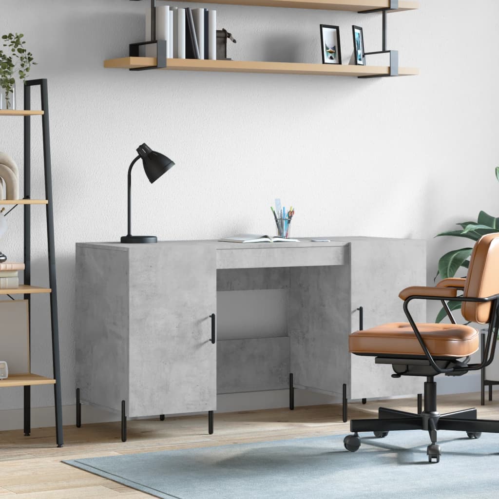 Bureau gris béton 140x50x75 cm bois d'ingénierie Bureaux vidaXL   