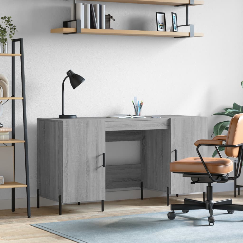 Bureau sonoma gris 140x50x75 cm bois d'ingénierie Bureaux vidaXL   