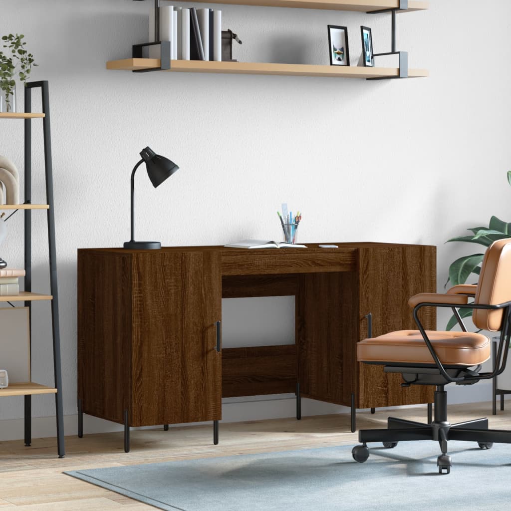 Bureau chêne marron 140x50x75 cm bois d'ingénierie Bureaux vidaXL   