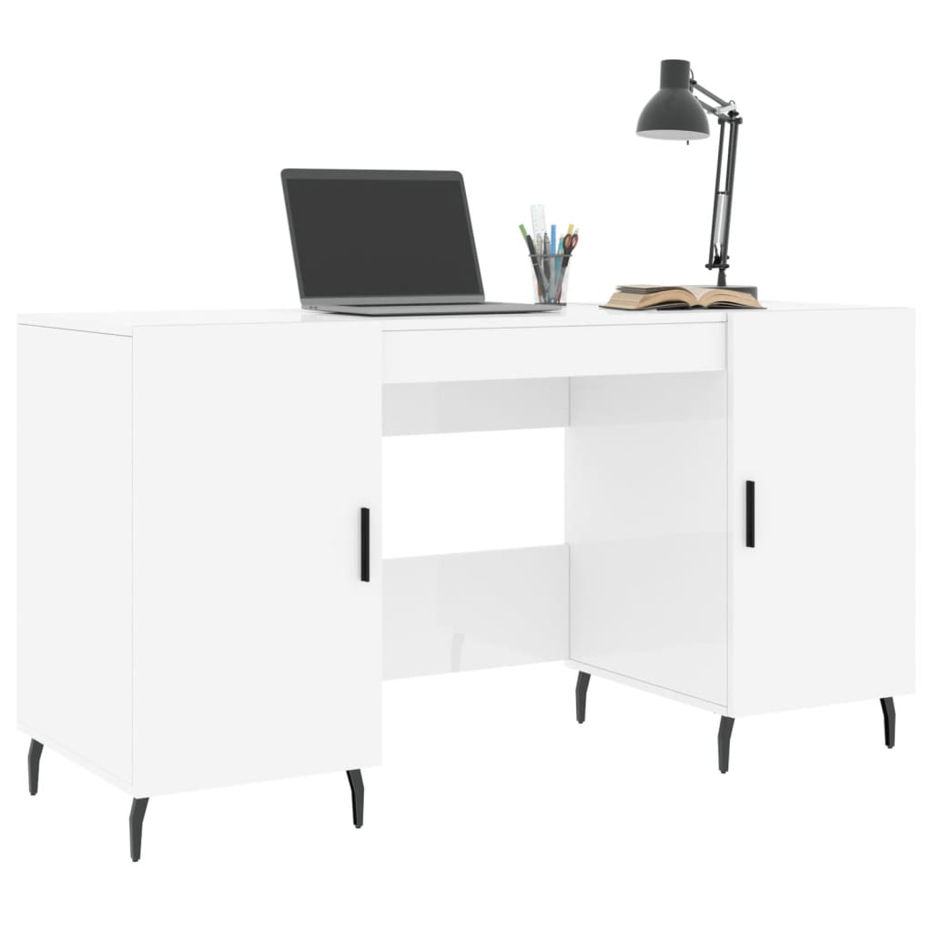 Bureau Blanc brillant 140x50x75 cm Bois d'ingénierie Bureaux vidaXL   
