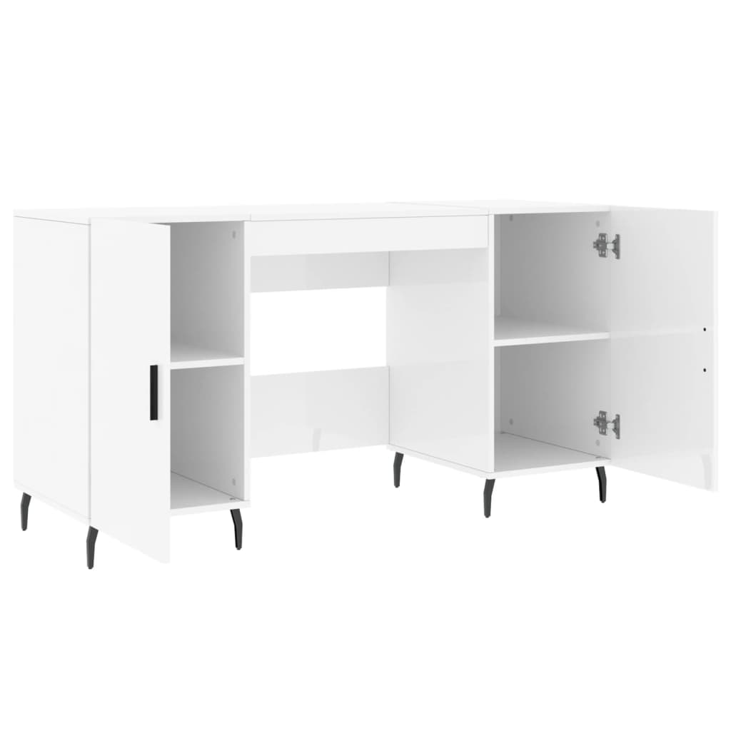 Bureau Blanc brillant 140x50x75 cm Bois d'ingénierie Bureaux vidaXL   