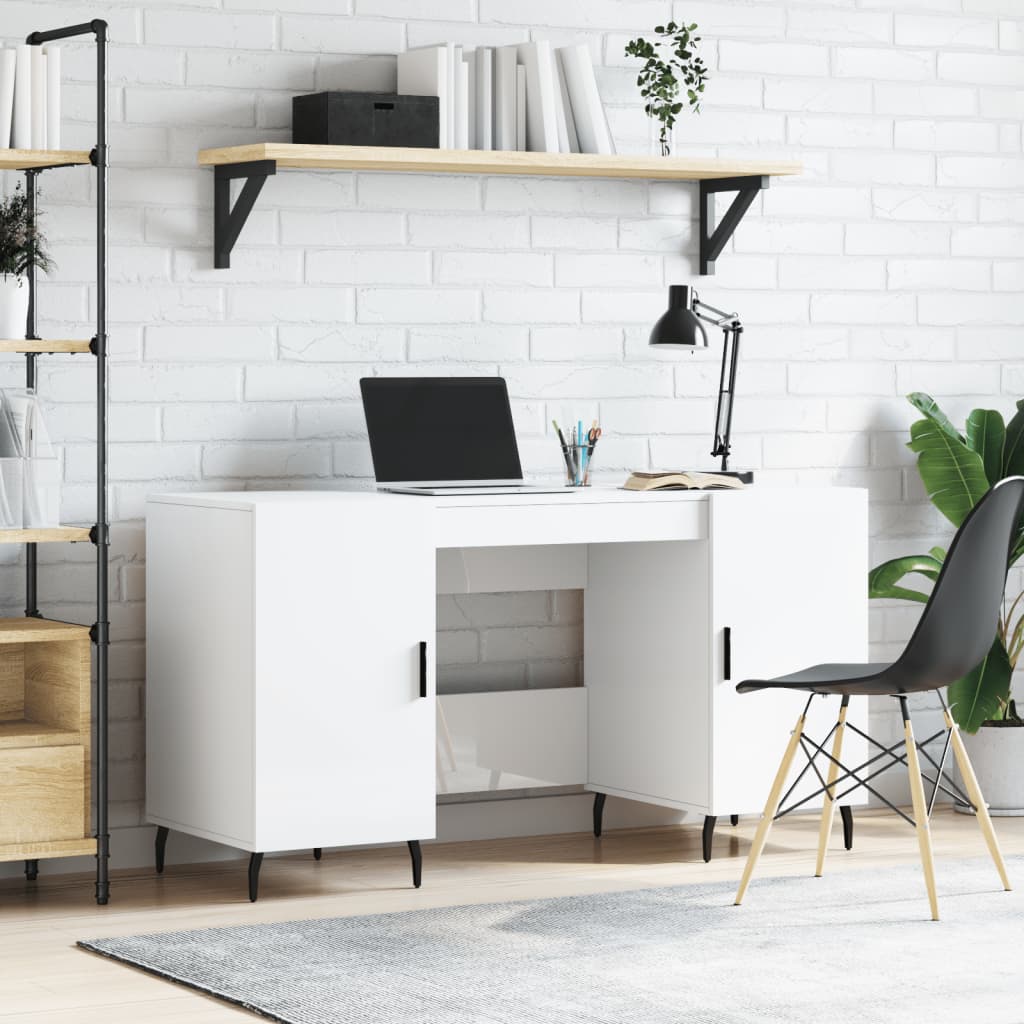 Bureau Blanc brillant 140x50x75 cm Bois d'ingénierie Bureaux vidaXL   