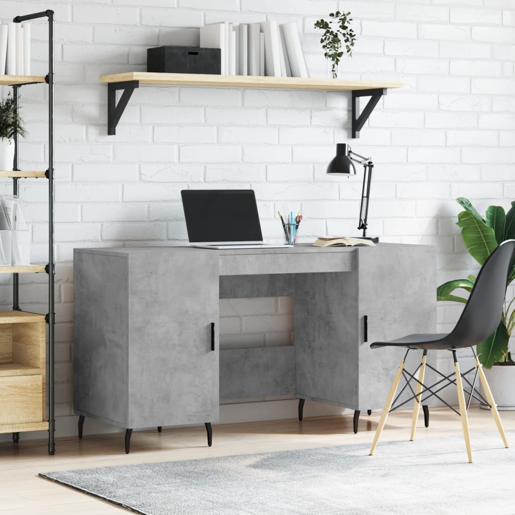 Bureau gris béton 140x50x75 cm bois d'ingénierie Bureaux vidaXL   