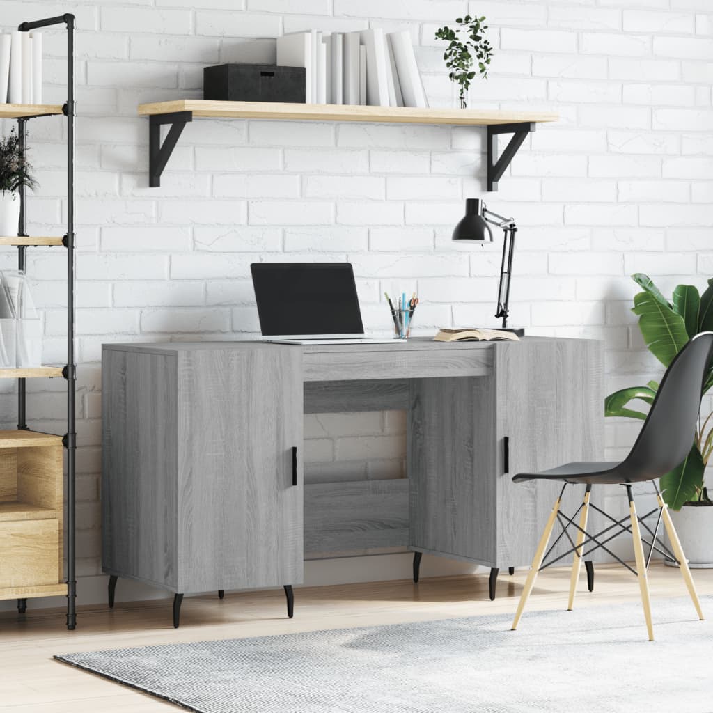 Bureau sonoma gris 140x50x75 cm bois d'ingénierie Bureaux vidaXL   